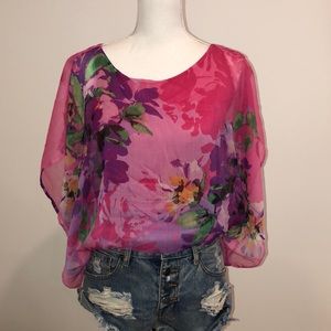 Cache pink floral blouse
